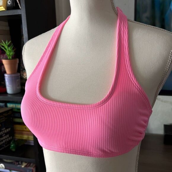 Xhilaration Size Medium hot Pink halter swim suit top - Picture 2 of 4